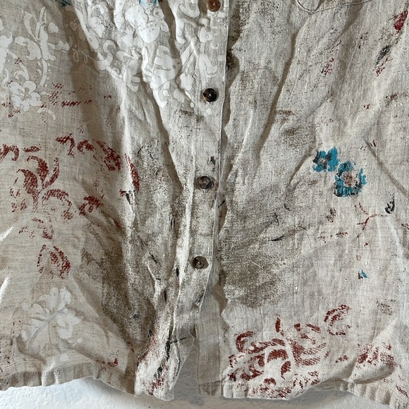 CHICO’S DESIGN Linen taupe tan 1 French country blouse tunic Size 3 (XL/16) - Picture 3 of 7